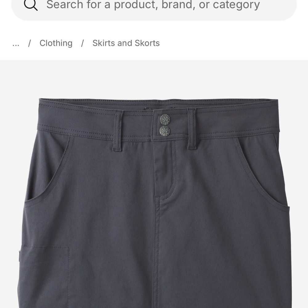 prAna Halle Skort Women’s 8 Moonrock Gray Stretch Hiking Skirt - Picture 3 of 11